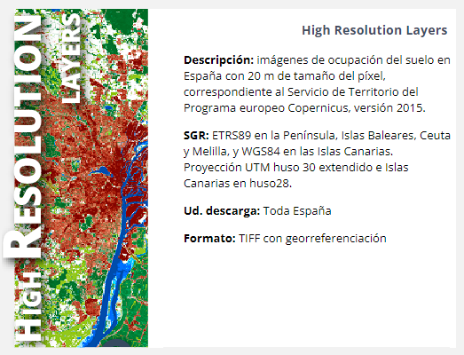 Enlace a centro de descargas con filtro High Resolution Layers