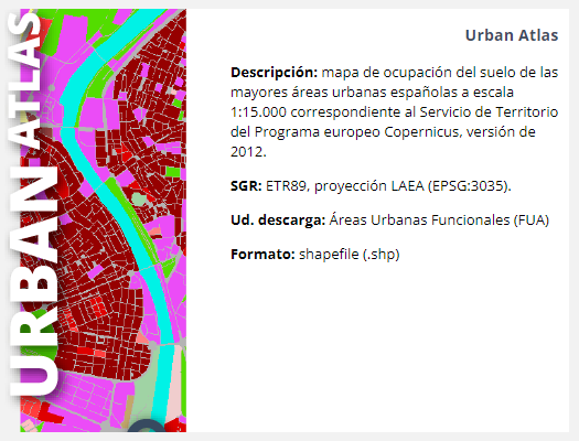 Enlace a centro de descargas con filtro Urban Atlas