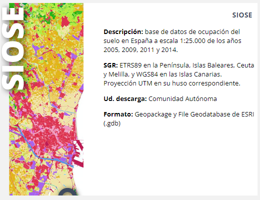 Enlace a centro de descargas con filtro SIOSE